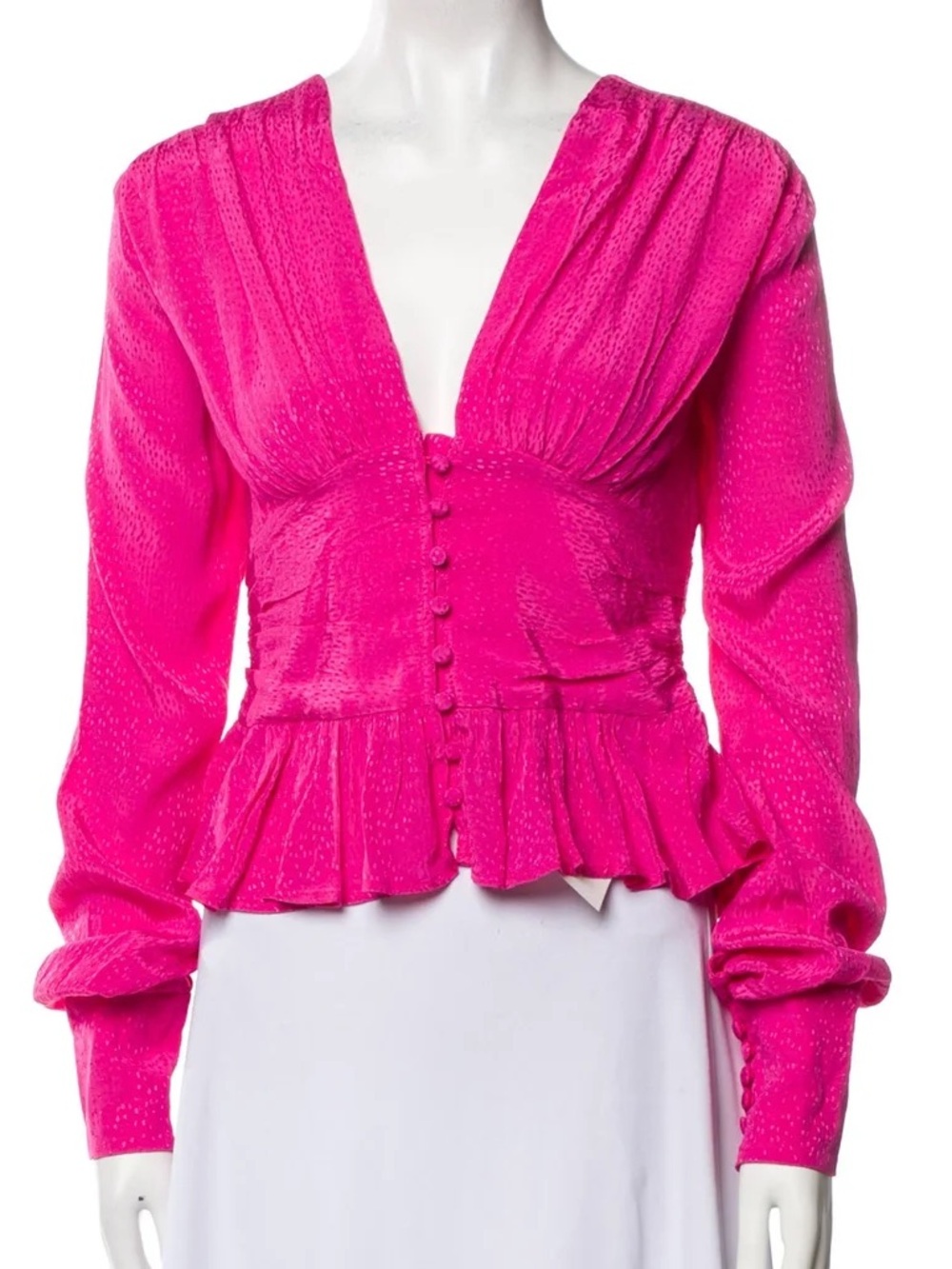 BIRGER CHRISTENSEN $220 • 18” PTP • Tracy Pleated Printed Jacquard Blouse NEW - Picture 4 of 11
